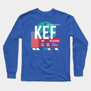 Reykjavik, Iceland (KEF) Airport Code Baggage Tag E Long Sleeve T-Shirt